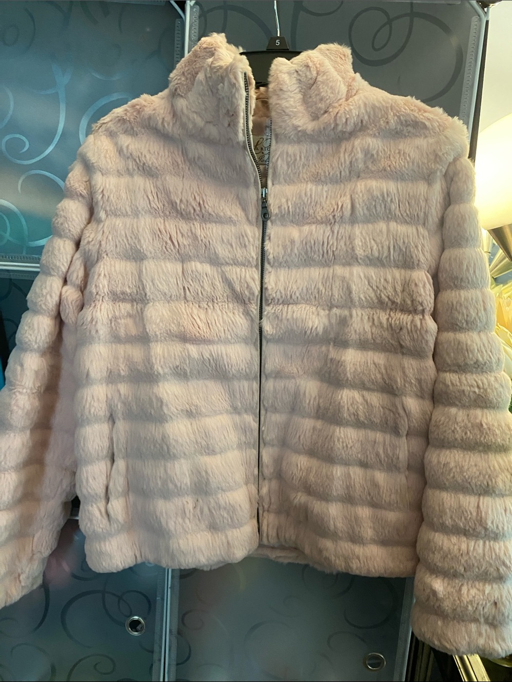 Lindsay Phillips Pink 100% Rabbit Fur Jacket